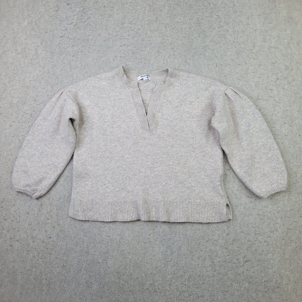 Madewell Beige Ribbed Knit Wool Blend Button Cardigan Sweater V-Neck Small